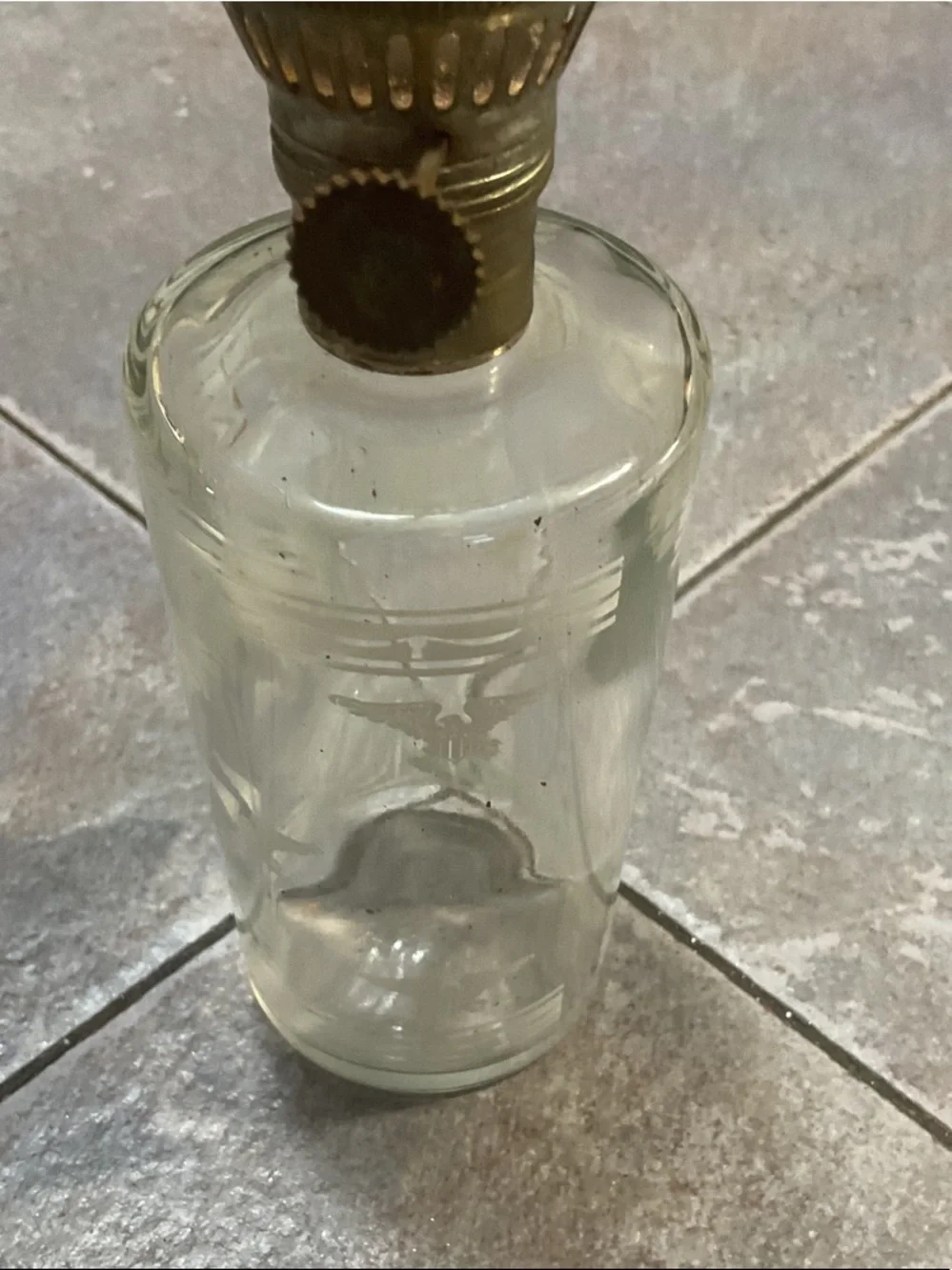Clear Glass Oil Lamp with Brass Accents - Clear